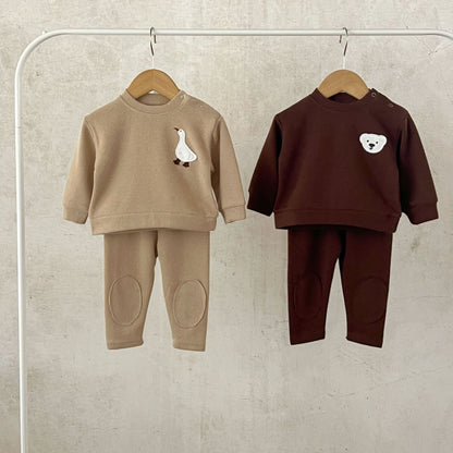 Duck & Bear Embroidered 2-Piece Cotton Set