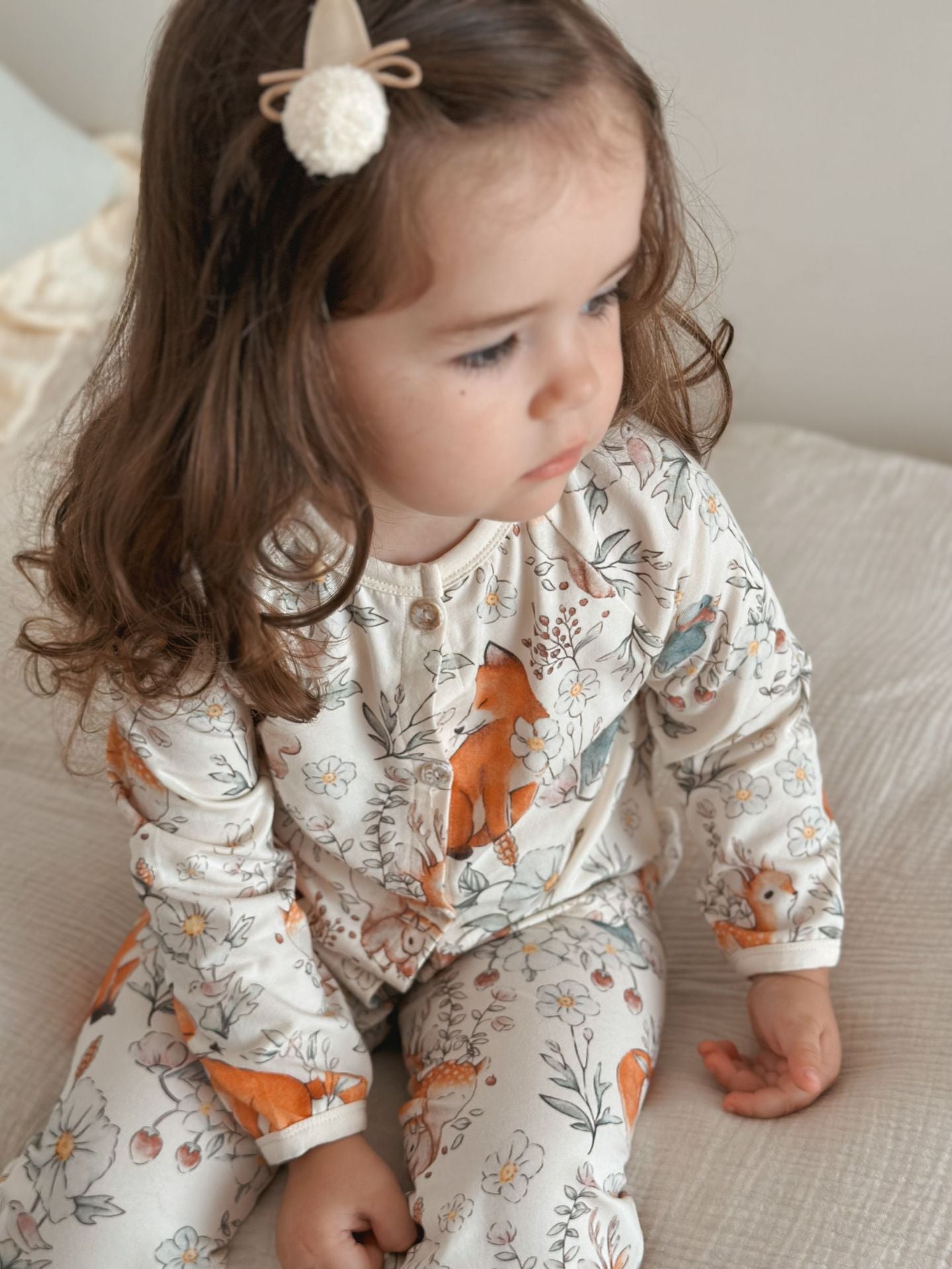 Fox and Friends Cotton Pajama Set - 2 Piece Button Front