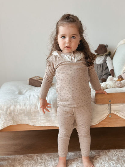 Lace-Trim Cotton Pajama Set