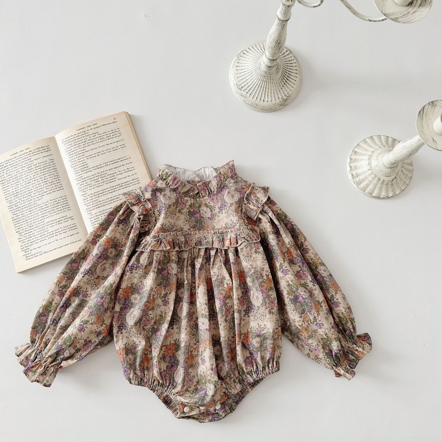 Vintage Nordic Blossom Bubble Romper