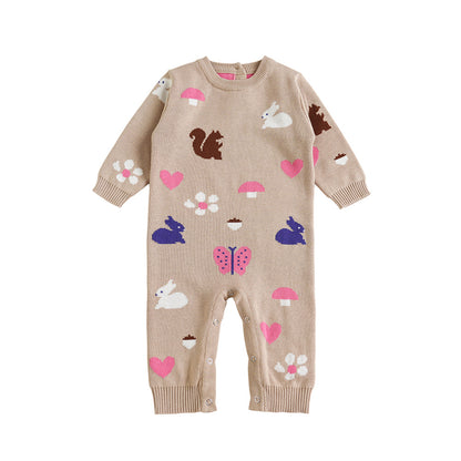 Baby baby girl fashion Baby Jumpsuit Baby Knit Romper baby one-piece Baby Romper comfortable baby outfit cozy baby outfit Google Knit knit romper knits Knitwear machine washable baby clothes new pastoral print jumpsuit soft knit baby clothes soft knit cardigan toddler fashion toddler jumpsuit toddler one-piece warm baby clothing Pastoral Print Knit Jumpsuit Isla + Bo