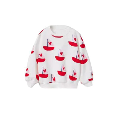 Pretty Bow Print Cotton Blend Sweatshirt