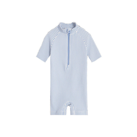 Quick-Dry Romper Style Swimsuit || Bluesy Stripes