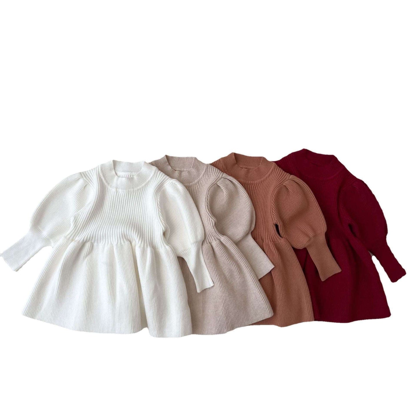 Bubble Sleeve Knit Sweater Dress || Cinnamon