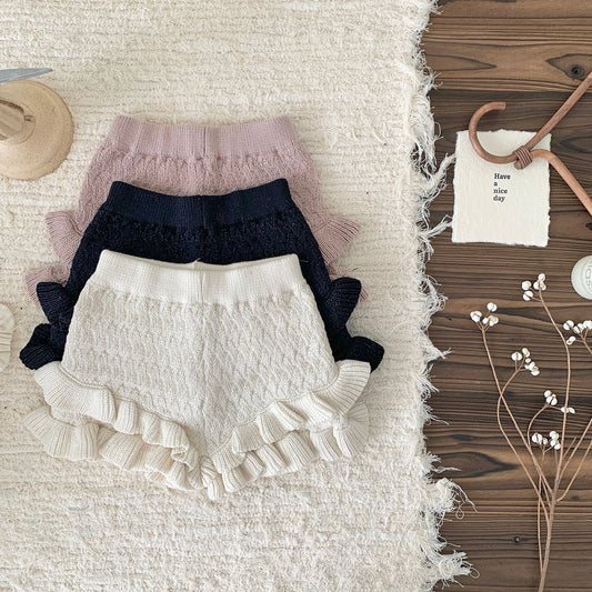 Ruffled Sweater Knit Bloomer Shorts