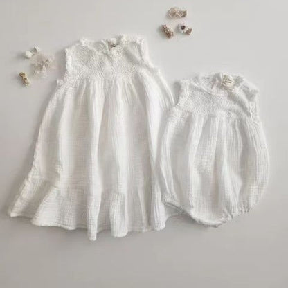Vintage Lace Cotton Dress for Girls