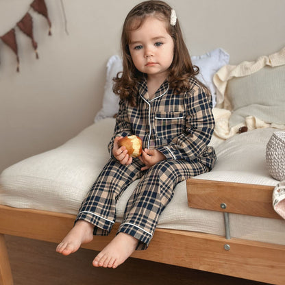 Classic Plaid Cotton Pajama Set - Red & Blue Two-Piece Sleepwear