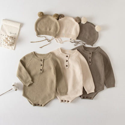 Cozy Knit Romper + Bear Hat Set