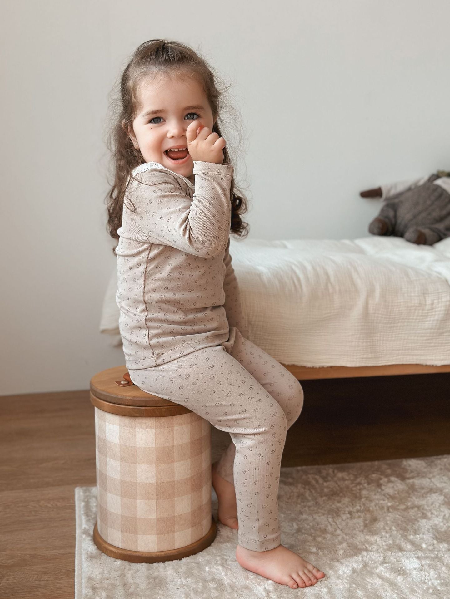 Lace-Trim Cotton Pajama Set