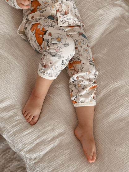 Fox and Friends Cotton Pajama Set - 2 Piece Button Front