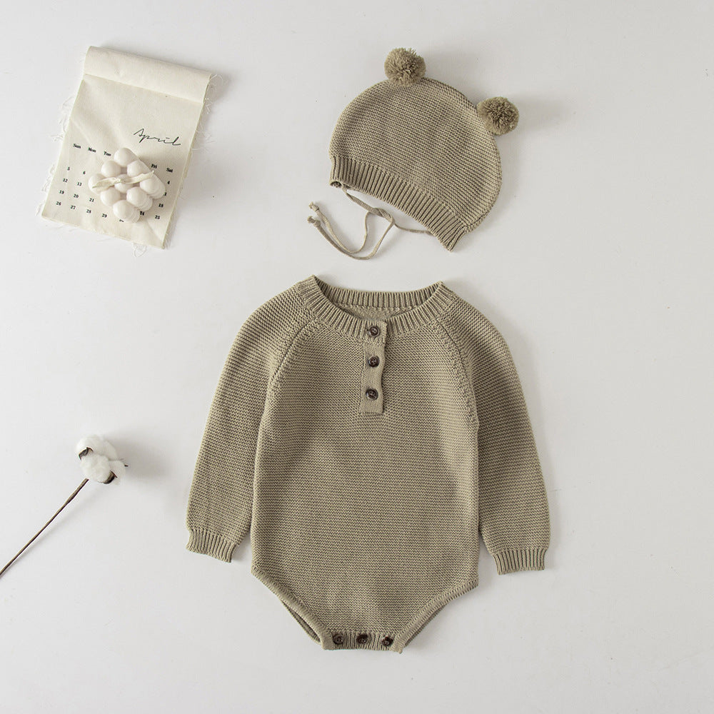 Cozy Knit Romper + Bear Hat Set