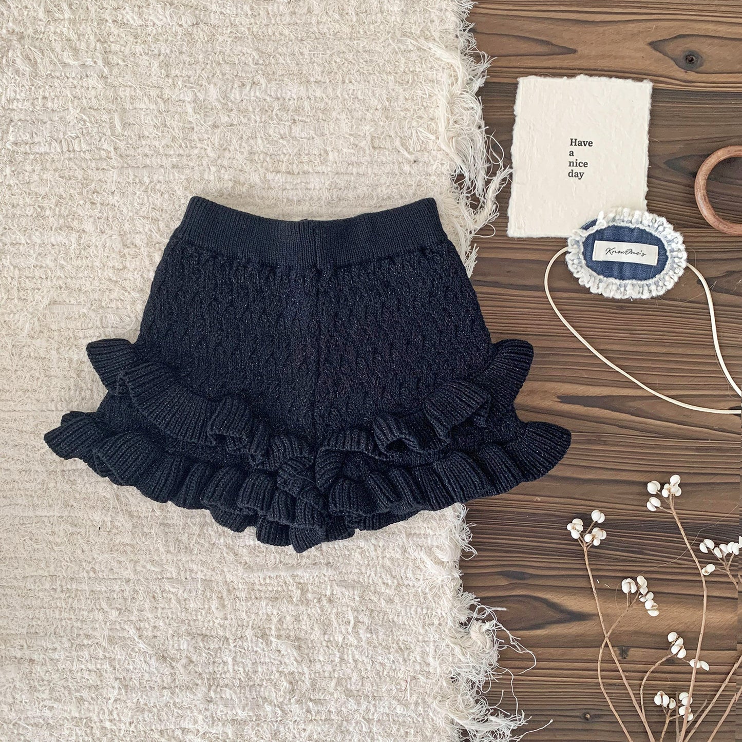 Ruffled Sweater Knit Bloomer Shorts