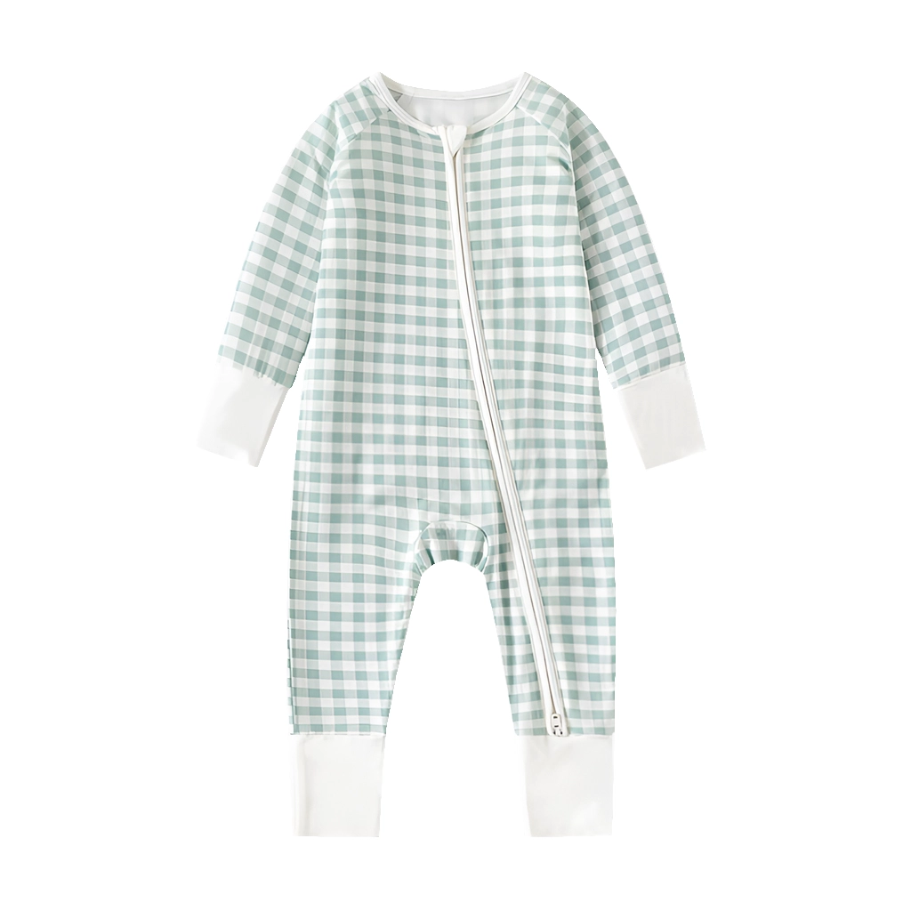 Bamboo Zippy Sleeper | Gingham Green