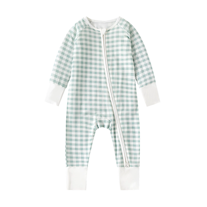 Bamboo Zippy Sleeper | Gingham Green