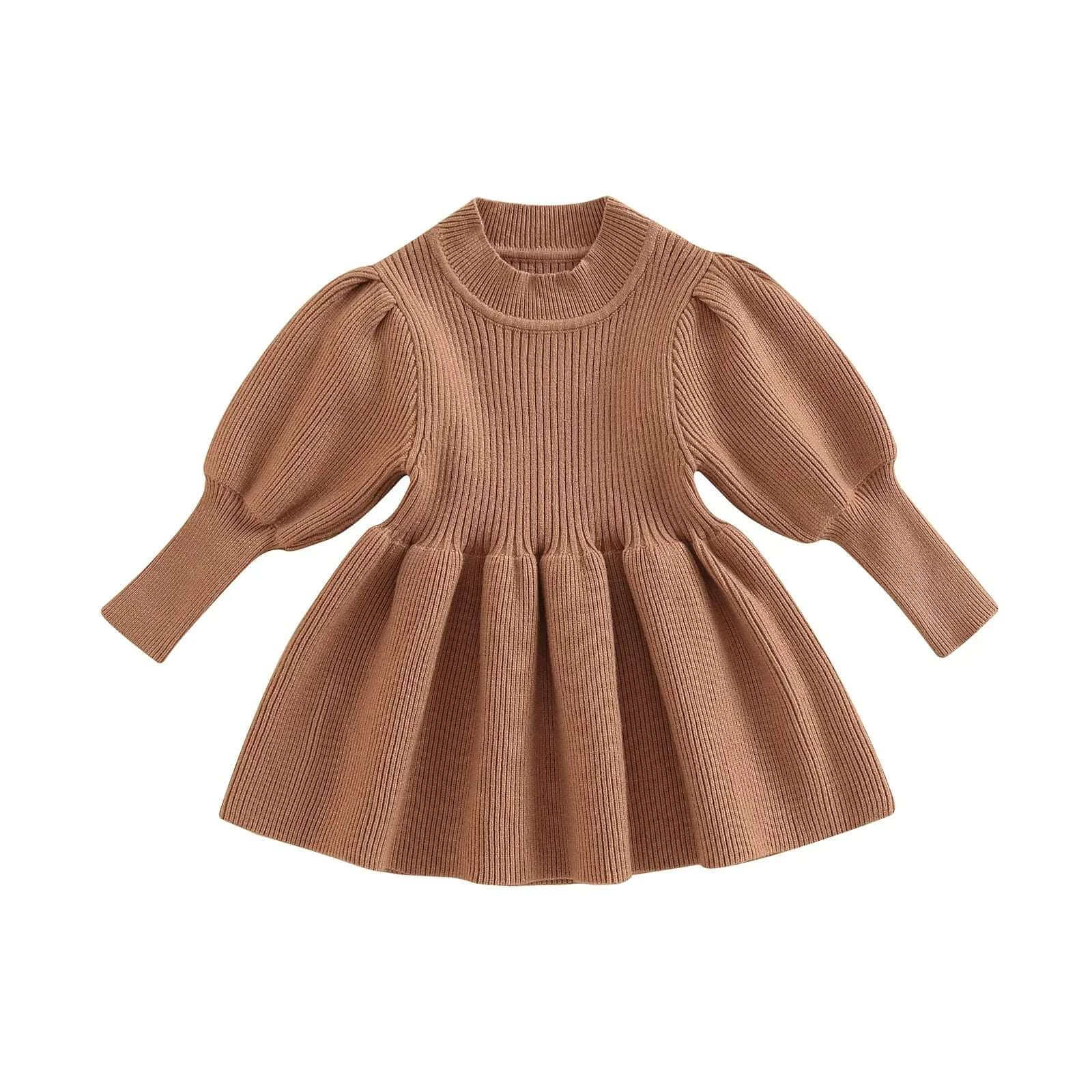 Bubble Sleeve Knit Sweater Dress || Dove