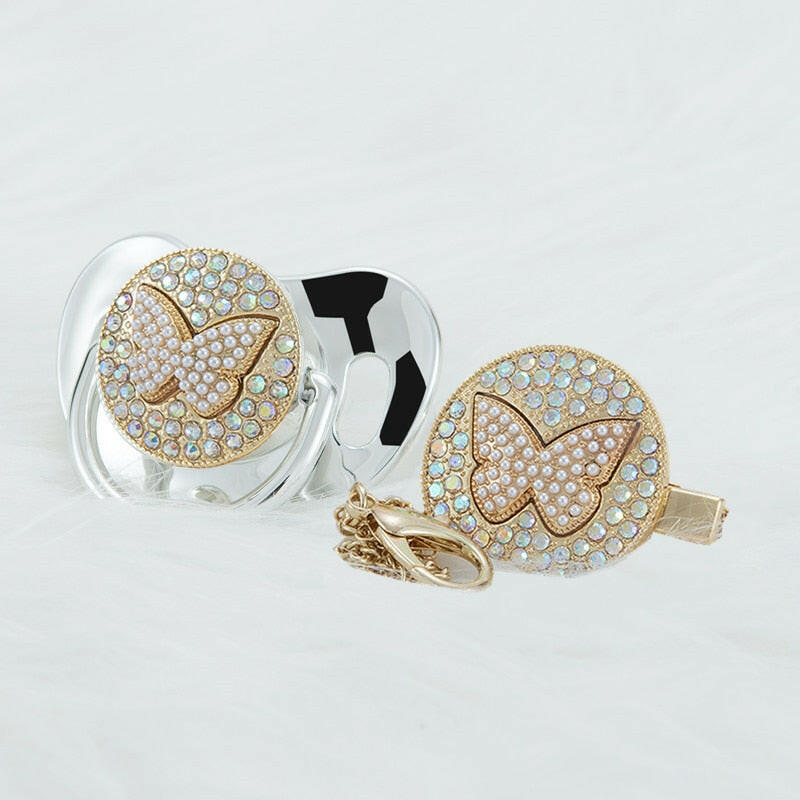 Hailey Butterfly Luxurious Pacifier + Clip - Isla + Bo