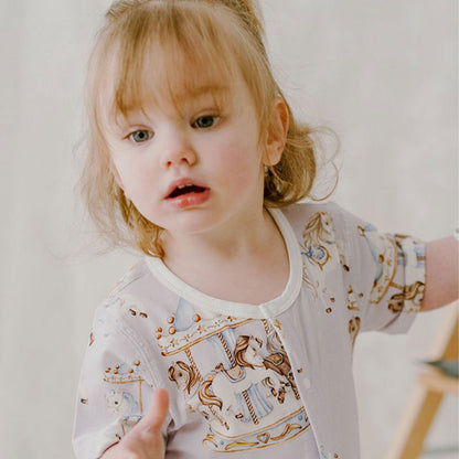 Short Sleeve Snap-Up Romper || Merry-Go-Round