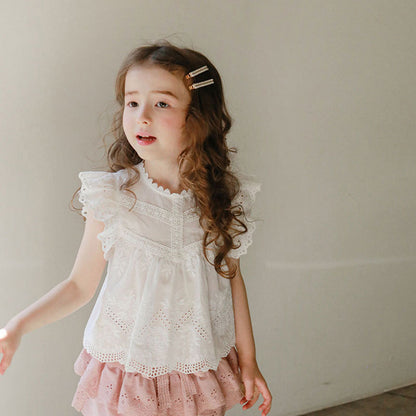 Cotton Cotton Top Faire Google Kids Kids Top new SS2024 Toddler Toddler Top Versatile kids' clothing Summer Lace Flutter Top Isla + Bo