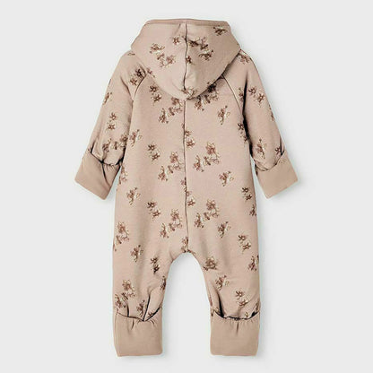 Pure Cotton Hooded Jumpsuit with Convertible Mitts and Booties || Vintage Flora