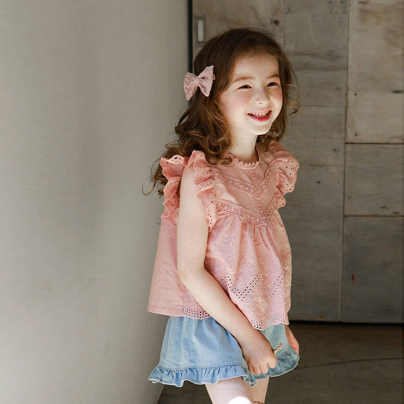 Cotton Cotton Top Faire Google Kids Kids Top new SS2024 Toddler Toddler Top Versatile kids' clothing Summer Lace Flutter Top Isla + Bo